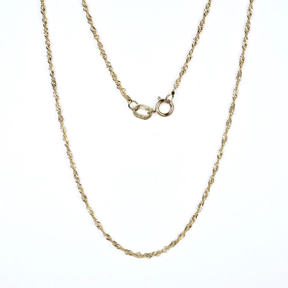 10K Gold 16” Twisted Singapore Chain Necklace .85g